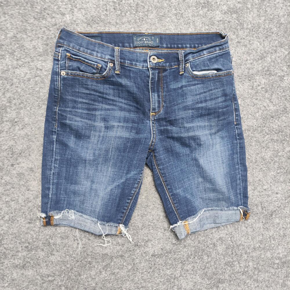 Lucky Brand Denim Bermuda Shorts Womens 8/29 Blue Brooke Capri Cutoff Frayed